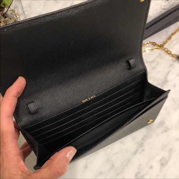 NWT PRADA Saffiano black clutch/wallet crossbody - Picture 10 of 11